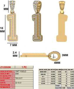 Testeur de laissez-passer Hip Hop personnalisé Ice Out Lettre Nom Pendentif 10Kt Or blanc/jaune 3gm et 0.31ct Diamants naturels - Product Image 3