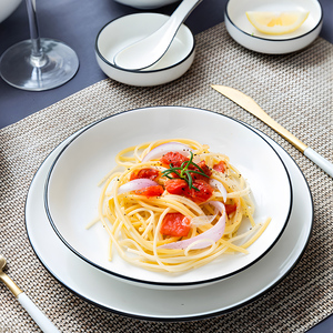 Bộ Đồ Ăn Bằng Sứ Màu Trắng Và Đen Mờ Màu Đen Mờ Cho Nhà Hàng Khách Sạn An Toàn Lò Nướng 2023 Bộ Đĩa Màu Vàng Đen Bộ Đồ Ăn - Product Image 4