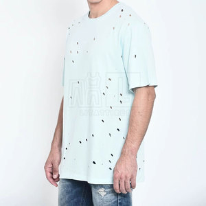 Camiseta para Hombre con Efecto Desgastado, 100% Algodón Canvas, Logotipo Personalizado OEM, Secado Rápido, Ecológica, Corte Holgado, Precio al por Mayor - Product Image 2