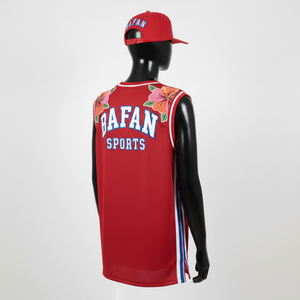 <b>Women</b> Basketball Jersey Premium 180 GSM Breathable Mesh Polyester <b>Red</b> White Blue Side Panel Custom Embroidery Logo Cotton - Product Image 5