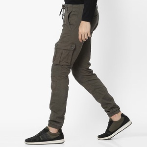 Pantalons cargo en toile décontractés à taille mi-haute en gros avec un design multi-poches pour le travail et les activités de plein air Pantalons cargo utilitaires lavés pour hommes - Product Image 3
