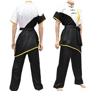 White & Black Kung Fu Uniform Unique <b>Dragon</b> Embroidery High Quality Silk Fabric Martial Arts Suit - Product Image 1