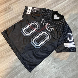 Camisetas de Fútbol Americano de Manga Corta, Ajuste Holgado, Retro, de Malla Transpirable, Bordado OEM, MOQ Bajo, Personalizadas, Estilo Cuadrado, de Alta Calidad - Product Image 6