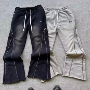 Pantalon de survêtement homme personnalisé en molleton épais, taille élastique, coupe large, effet usé et délavé - Product Image 5