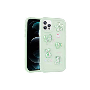 Funda de silicona TPU brillante de lujo verde claro MRN Toys para iPhone 13 Pro con figura en relieve, cubierta trasera protectora galvanizada para XR - Product Image 1