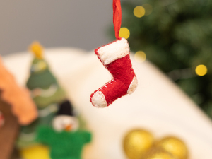 Mini Purely Hand-Felted NZ Wool <b>Stockings</b> <b>Red</b> & White <b>Christmas</b> Decoration Ornament Eco-friendly Nepalese Artisan for Children - Product Image 4