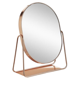 Miroir à cadre en métal facile à déplacer Miroir en métal de forme arrondie Dessus de table et bureau pour femmes Maquillage Maison et vanité - Product Image 5