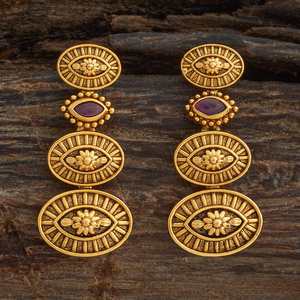 Pendientes Antiguos con Diseño Étnico Religioso de Flores, de Cobre, Latón, Aleación de Zinc, Perlas y Diamantes para Bodas y Fiestas 181651 - Product Image 1