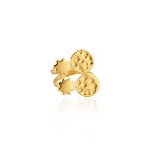 Anillo de Latón Macizo Chapado en Oro Amarillo Liso con Diseño de Estrella y Martillado, Anillo de Diseñador, Joyería de Moda para Mujer, Anillo Ajustable - Product Image 1