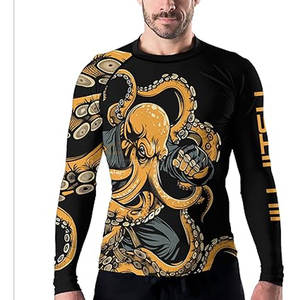 Camiseta de entrenamiento MMA Jiu Jitsu de manga larga para hombre, Camiseta holgada BJJ Rash Guard Stretch Grappling Top No Gi Compression Sportswear UPF50 - Product Image 6
