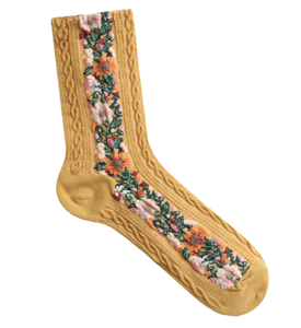 Foylock coreano personalizzato in cotone ricamato in maglia floreale con equipaggio etnico alla caviglia Design con logo di qualità personalizzata calze sportive da donna - Product Image 6