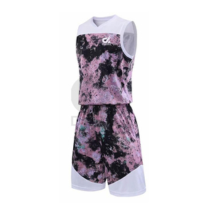 Tenues de basketball pour hommes adultes, 100% polyester, antibactériennes, séchage rapide, impression par transfert thermique, services OEM, design personnalisé - Product Image 1