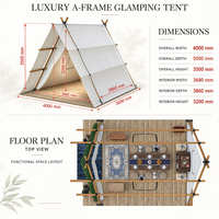 Tente de glamping de luxe triangulaire BOTEEN, tente de safari, tente de villégiature multi-personnes avec plateforme pour éco-lodge, usine de tentes de camping BSCI