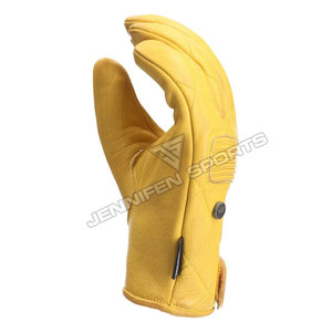 ถุงมือแข่งรถมอเตอร์ไซค์แบบเต็มนิ้วทำจากหนังวัวแท้เรียบติดป้ายโลโก้ตามสั่งด้านในบุขนแกะ - Product Image 3