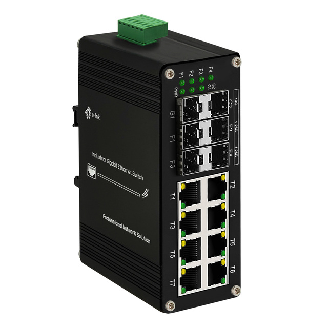 Industrial 8-Port Gigabit Ethernet Switch with 4 SFP and 2 10G SFP+ Ports for Harsh Environment -40℃ to 80℃
