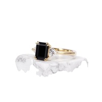 Bague en argent sterling 925 avec émeraude noire et triangle blanc Moissanite pour bijoux autres colliers