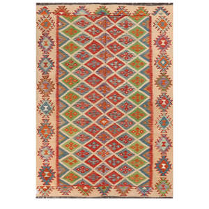 พรมอิมาโกะ ไมมานา อัฟกานิสถาน พรมคิลิม ขนาด 284 x 199 ซม. พรมพื้นเมืองอัฟกานิสถานแบบดั้งเดิม ชุดพรม-Shopify - Product Image 1