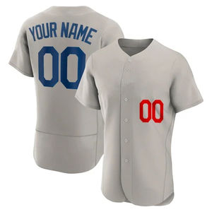 Uniformes deportivos de Jersey de béisbol para hombre con cuello en V y logotipo personalizado con detalles cosidos a la venta - Product Image 2