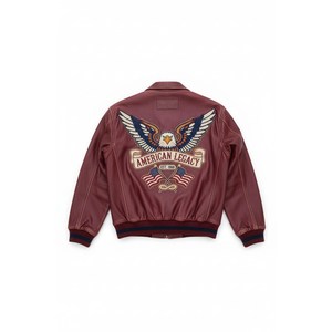 High-End Coated Canvas <b>Leather</b> Men's Bomber <b>Jacket</b> Stand Collar Breathable Windproof <b>Winter</b> Ready Front Pockets OEM Service - Product Image 6