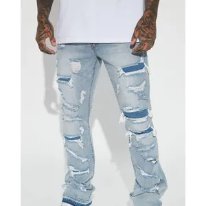 Men Jeans Men Latest Distressed Skinny Jeans Men's Paint and Ripped Whiskers Skinny Style Jeans