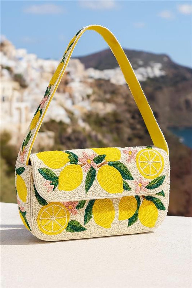 Beaded Lemon Shoulder Bag - Artisanal Summer Design