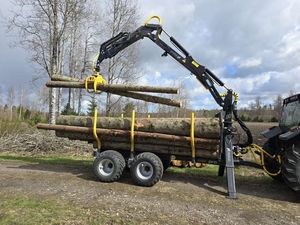 รถพ่วงบรรทุกไม้ขนาด 5 ตัน พร้อมเครน รถพ่วงสำหรับงานป่าไม้ที่ได้รับการรับรองสำหรับใช้งานในฟาร์ม - Product Image 6