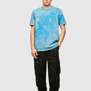 Recién llegado, superventas, camisetas de lavado ácido para hombre, Color básico de moda superior, venta en línea, Material de algodón 100%, servicio OEM - Product Image 3