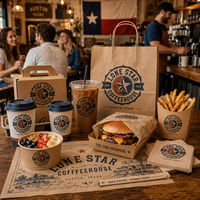 AT PACK Gobelets à café jetables personnalisés, fournitures d'emballage pour café, gobelets en papier, gobelets en PET, sacs à emporter, ensemble de contenants alimentaires