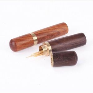 ที่ใส่ไม้จิ้มฟันไม้แบบกะทัดรัดพร้อมฝาเลื่อน ที่เก็บของทำจากไม้ธรรมชาติรักษ์โลกสำหรับโต๊ะอาหาร - Product Image 1