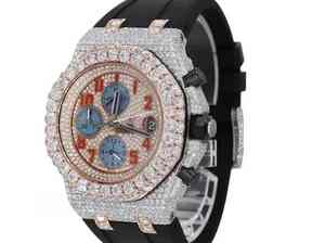 Montre en acier inoxydable entièrement sertie de pierres, analogique, verre classique, date, chiffres romains, mouvement mécanique, prix bas, haute qualité, vente - Product Image 2