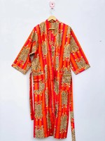 Batas coloridas de algodón con estampado de tigre Bata de mujer Ropa de playa Kimono Robe