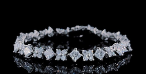 925 Sterling Silver Floral Cluster <b>Tennis</b> <b>Bracelet</b> Gift For Wedding / Anniversary Gift - Product Image 2