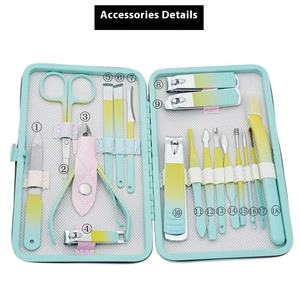 Set de manucure pédicure 18 pièces en acier inoxydable comprenant un coupe-ongles outil de coupe coloré pince à nez de poussin coupe oreille - Product Image 4