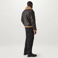 Pull en Viscose/Polyester à Motif Floral pour Homme, 65% Polaire de Mouton Effet Vieilli, avec Bordure en Fourrure de Renard et Lapin, Anti-rétrécissement, Anti-plis, Coupe Élégante