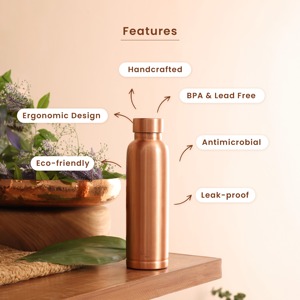 Simple Dotted Pure Copper <b>Bottle</b> Drinkware Set Eco Friendly Daily Use <b>Water</b> <b>Bottle</b> Friendly Leakproof Flask for Home Office - Product Image 6