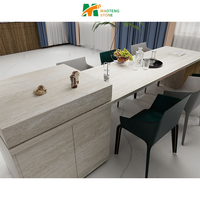 Nouveau matériau, travertin beige romain, pierre blanche de grotte, pierre frittée pour mur intérieur et extérieur