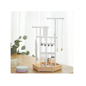 Soporte de almacenamiento de joyería de madera y hierro Tamaño y forma personalizados Soporte de exhibición de joyería para uso de mesa - Product Image 1