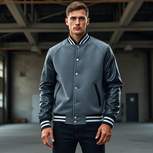 Veste universitaire OEM Add Logo pour junior, conception d'université, commande en gros, manches en cuir, laine 380 GSM, usine directe au Pakistan - Product Image 3