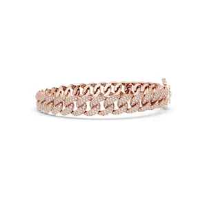 สร้อยข้อมือคิวบันลิงค์เพชรแล็บ 4.99 กะรัต ทรงบริลเลียนท์คัท ทอง 18KT 14KT 10KT เงินสเตอร์ลิง โรสโกลด์ ทองเหลือง ทองขาว - Product Image 6