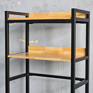 KMG68011 2-Tier Top-Loading Washing <b>Machine</b> Rack with Iron Frame and Wooden Top for Bathroom Shelves - Product Image 6