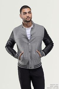 Men's Winter Custom Letterman Varsity <b>Quilted</b> Jacket Front Logo Woolen Windproof Streetwear - Product Image 2