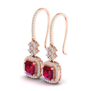 Boucles d'oreilles pendantes REYES Luxury en argent sterling 925 avec moissanite certifiée GRA, taille radiant, 4 carats, pierre précieuse rubis - Product Image 3