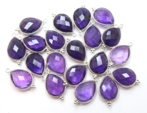 Pendentif en forme de poire à facettes en améthyste violette naturelle en argent sterling 925 13X16MM pour la fabrication de bijoux de mariage et de fête - Product Image 2