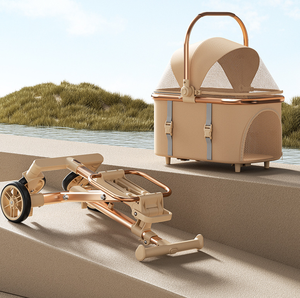 Detachable Pet Stroller for <b>Small</b> Dogs Cats Foldable 4-Wheel Travel Cart Removable Carrier Oxford Fabric Two-Hand Folding - Product Image 1