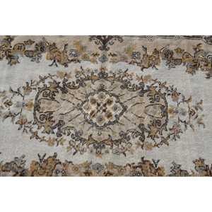 พรมวินเทจขนาด 3.7x6.9 ฟุต พรมตุรกี พรมขนสัตว์สีเบจขอบสีน้ำตาล - Product Image 5