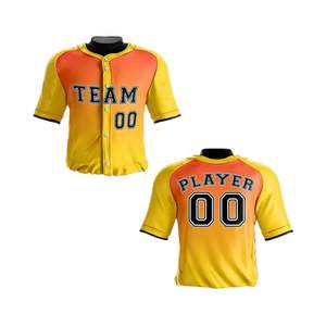 Conjunto de Uniforme de Béisbol y Sóftbol Personalizado, 100% Poliéster Antibacteriano, Cuello en V, Combinación de Colores Amarillo y Naranja para Ropa Deportiva - Product Image 5