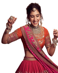 Vêtements ethniques indiens Georgette rose Lehenga Choli Dupatta travail de broderie de séquence d'impression numérique pour les occasions de fête - Product Image 1