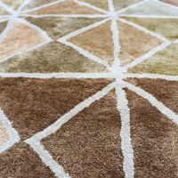 Premium-Qualität Maßgefertigte Moderne Geometrische Oliv-Teppich-Sets Umweltfreundlicher Brauner Handgetufteter Wolle-Seide-Plüsch Haustierfreundlich