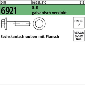 Hex <b>Bolt</b> DIN 6921 <b>Flange</b> M12x60 8.8 100 Pieces - Product Image 1