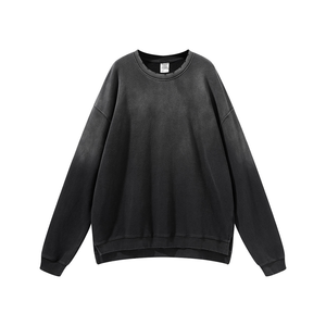Sweat-shirt à col rond pour homme OEM 360g, grande taille, dégradé, 100% coton, French Terry, teinture par immersion, lavage à l'acide, logo personnalisé, taille plus - Product Image 5